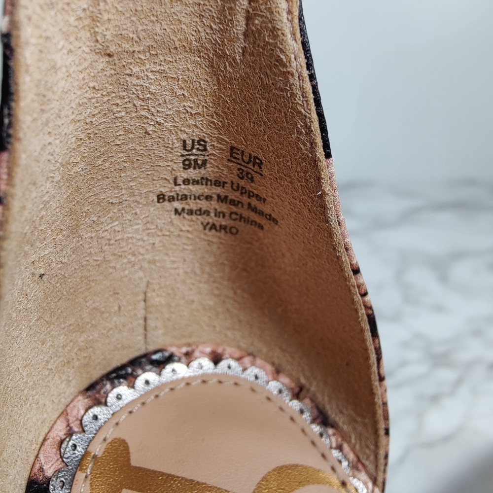 Sam Edelman Yaro Snakeskin Open Toe Heels Size 9 - Picture 7 of 8